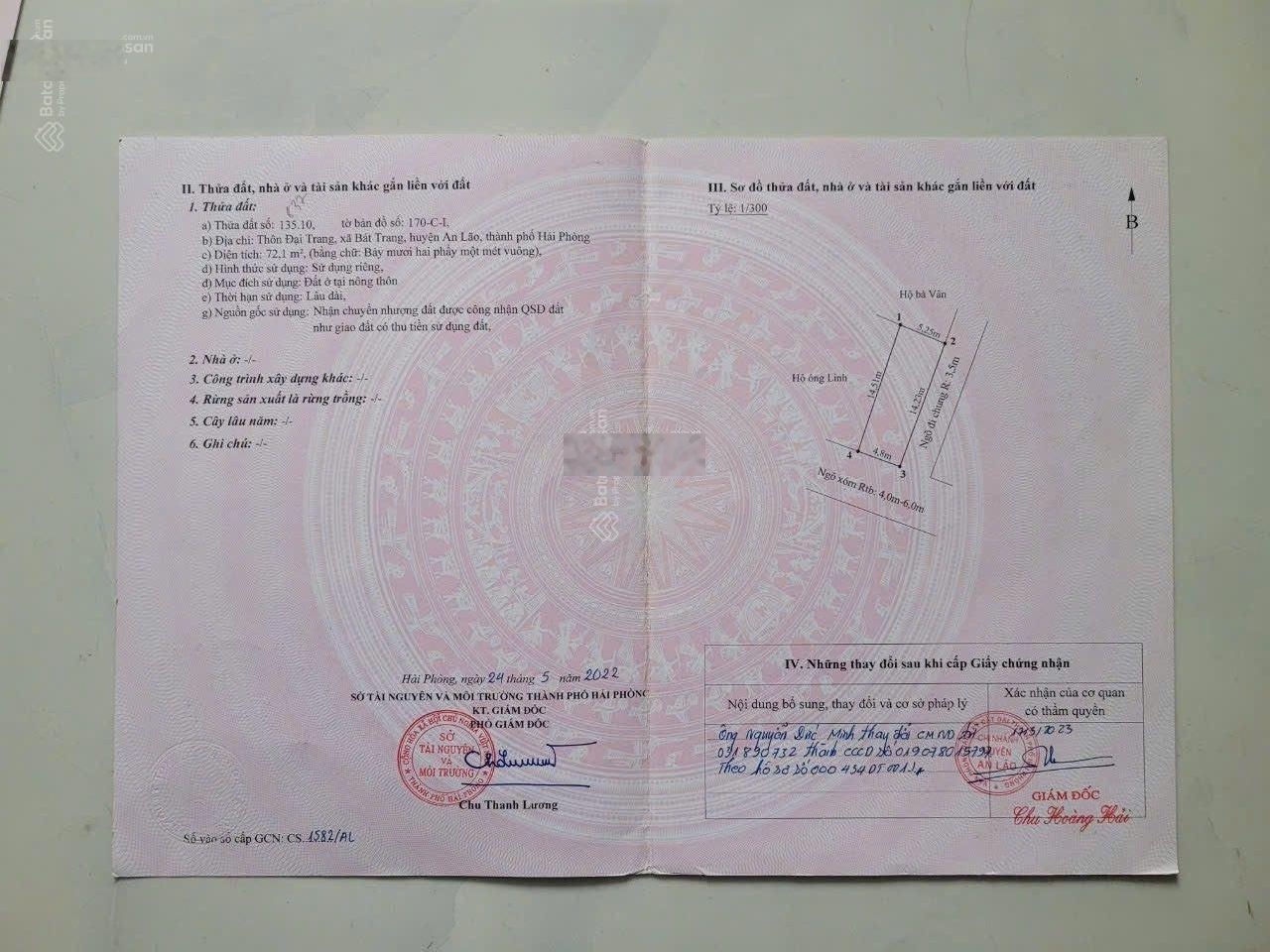 Lô góc 2 mặt tiền 72m2 ngay Đại Trang cách Tràng Duệ 3 chỉ 400m giá 1,25 tỷ