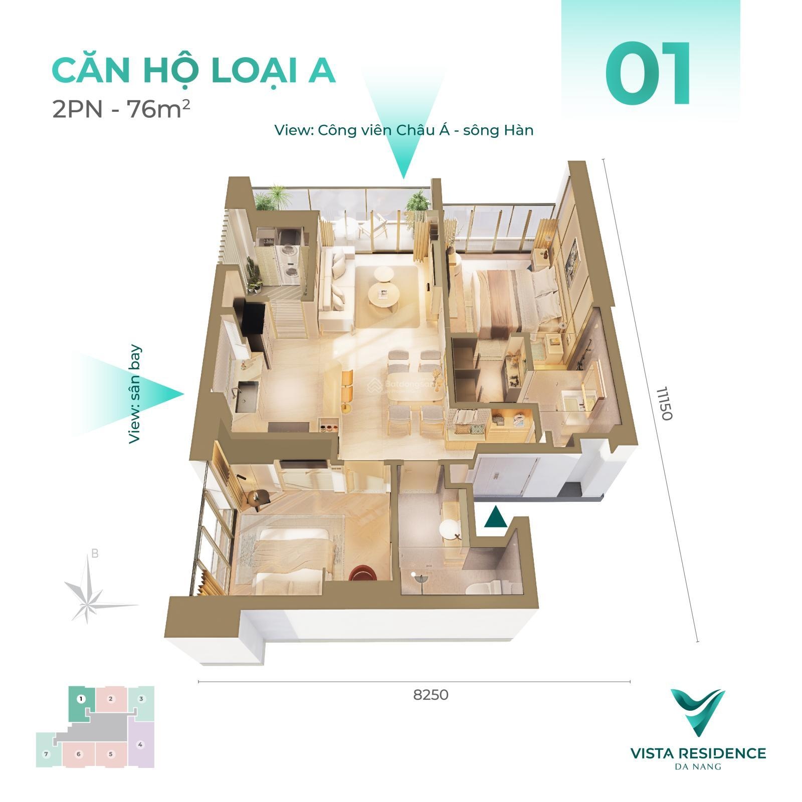 Căn hộ Vista tầng cao view pháo hoa - 4tỷ9 - 82m2 - Bàn giao Q1/2026. Duy nhất 1 căn