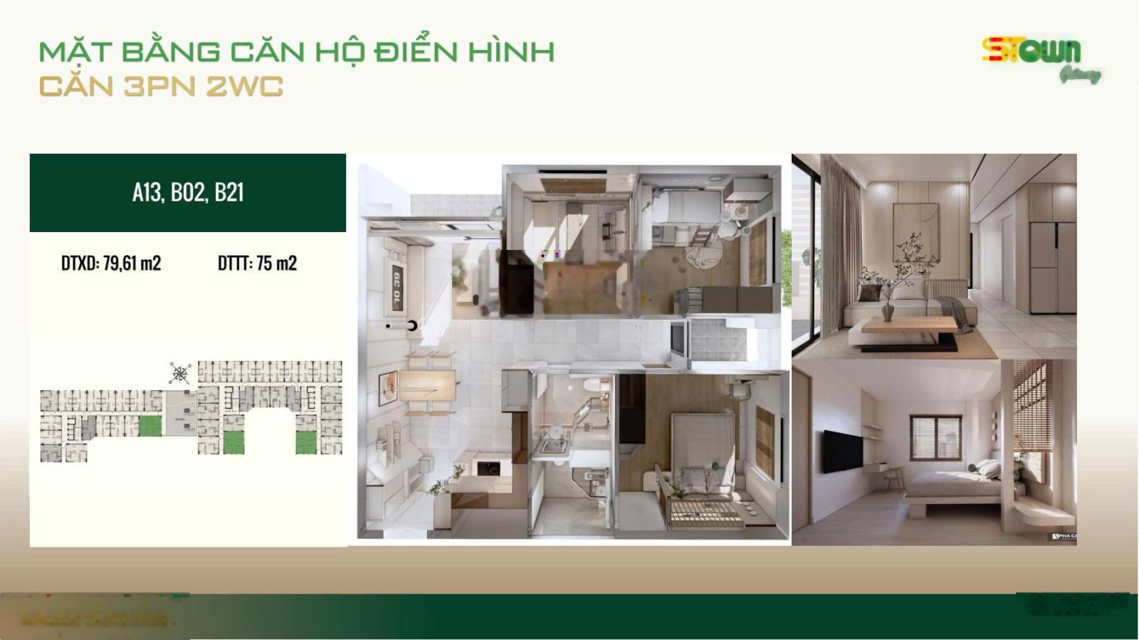 Stown Gateway - Giỏ hàng trực tiếp Chủ Đầu Tư - 2 tỷ căn 2 Phòng Ngủ