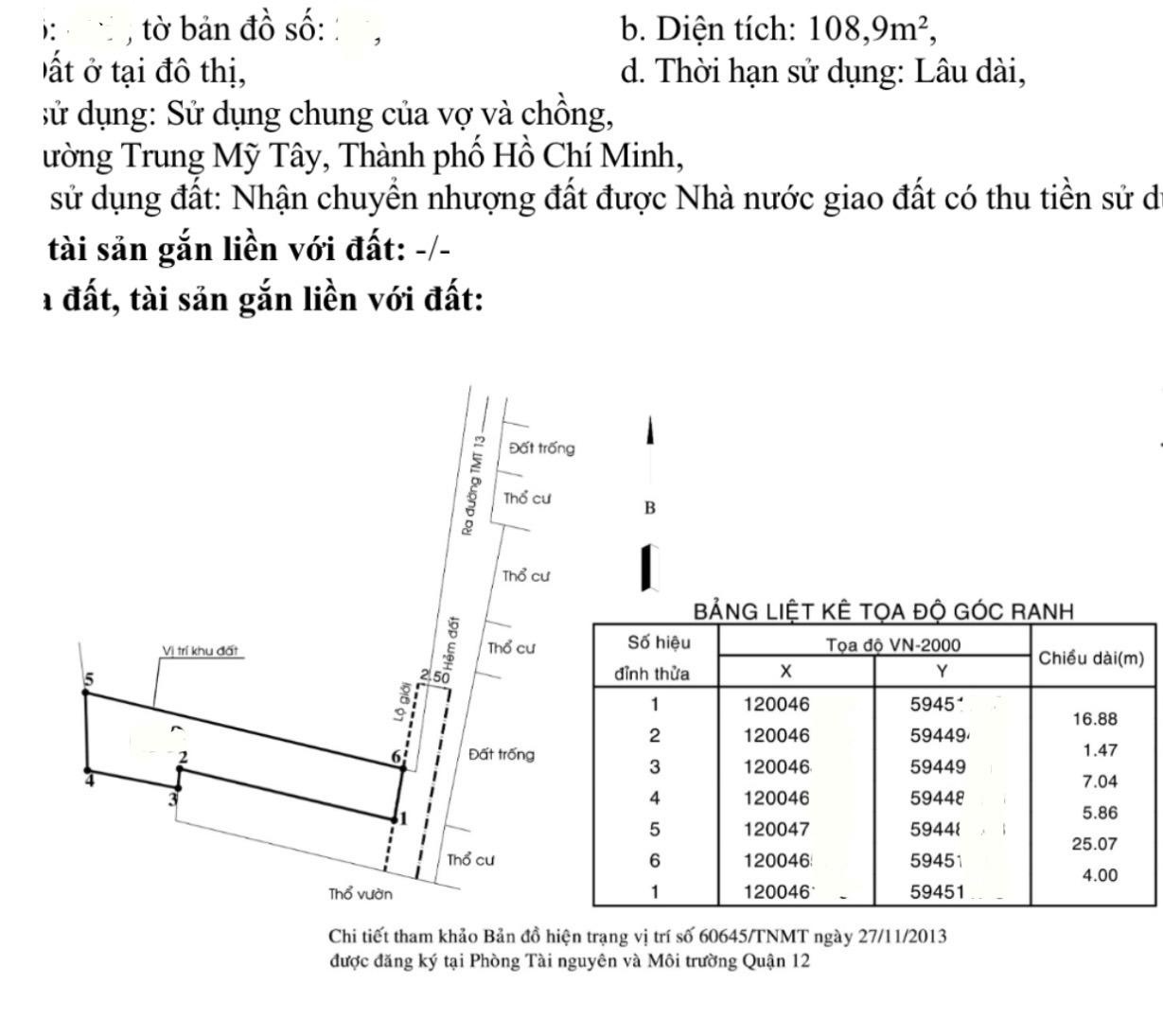 Bán đất tại Phan Văn Hùm Trung Mỹ Tây Q12 Hơn 4 tỷ, 4x25 110m2, pháp lý đầy đủ