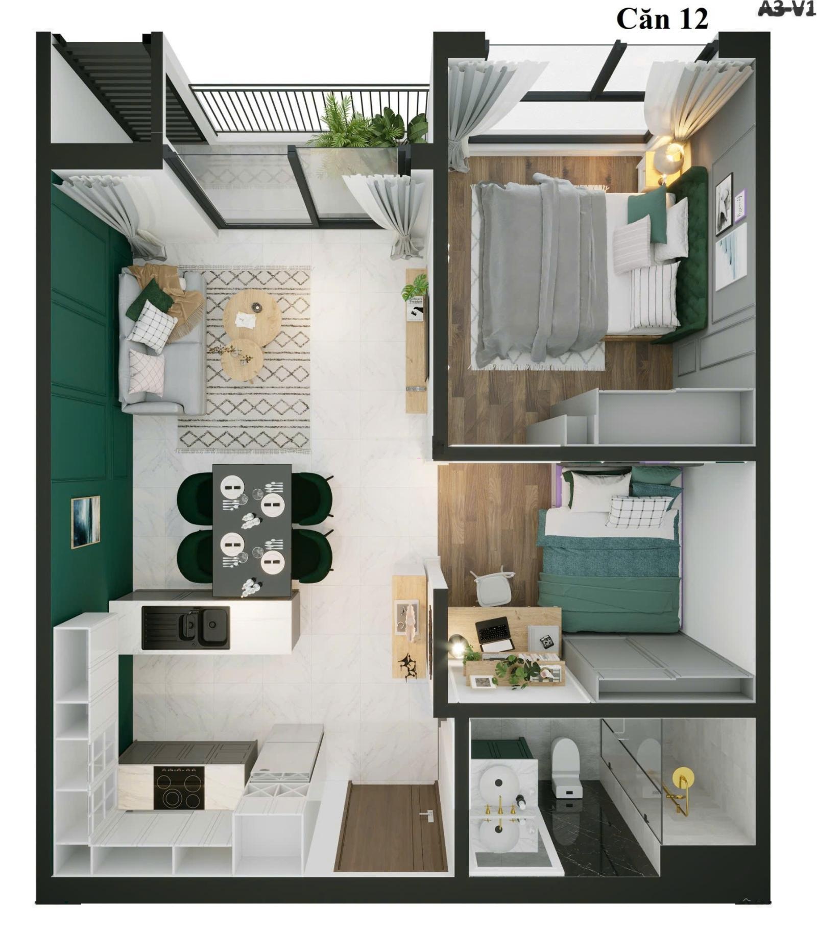 Chính chủ cần bán căn 2PN 1VS, 52.2 m2, giá 2.18 tỷ Sentosa Sky Park