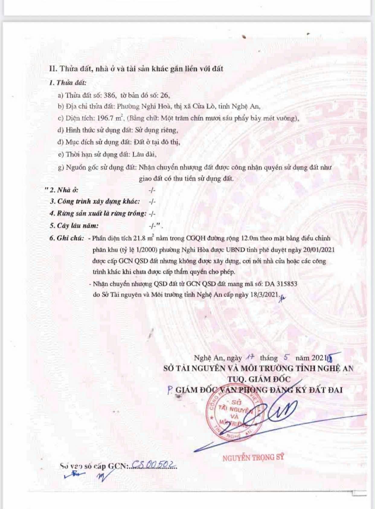 Bán đất tại Nghi Hòa, Cửa Lò, Nghệ An. Bám mặt đường Hoàng Văn Cư rộng 12m đường nhựa