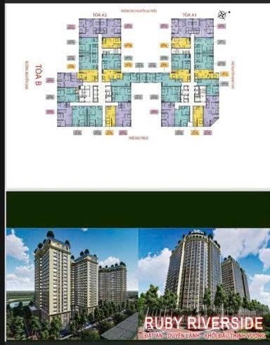 Bán chung cư Ruby Riverside Phúc Đồng Long Biên tầng 10 căn 2PN 63m² giá 6,6 tỷ
