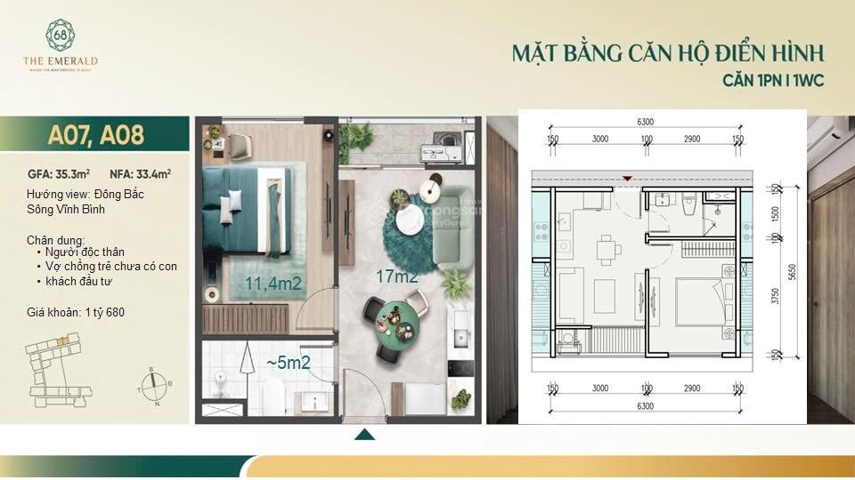 Giỏ hàng sang nhượng The Emerald 68, KH mua đợt 1 giá tốt, hỗ trợ vay, KH mới TT 20% 1PN - 2PN góc