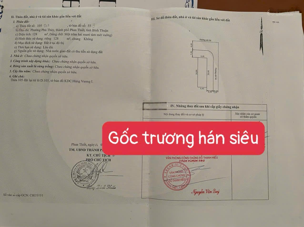 Bán đất 2 mặt tiền đường Trương Hán Siêu + Lê Trọng Tấn phường Phú Thuỷ, TP Phan Thiết