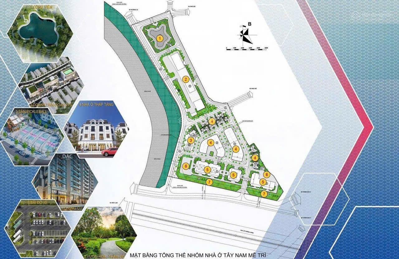 Bán lô biệt thự 140m2, MT: 10,5m x 4,5 tầng KHu ĐTM Tây Nam Mễ Trì