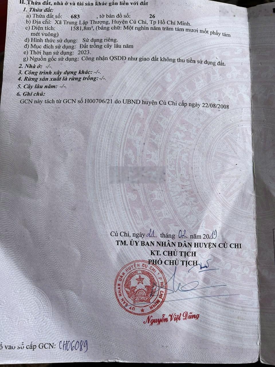 Đất vườn xã Thái Mỹ (Mới) Củ Chi