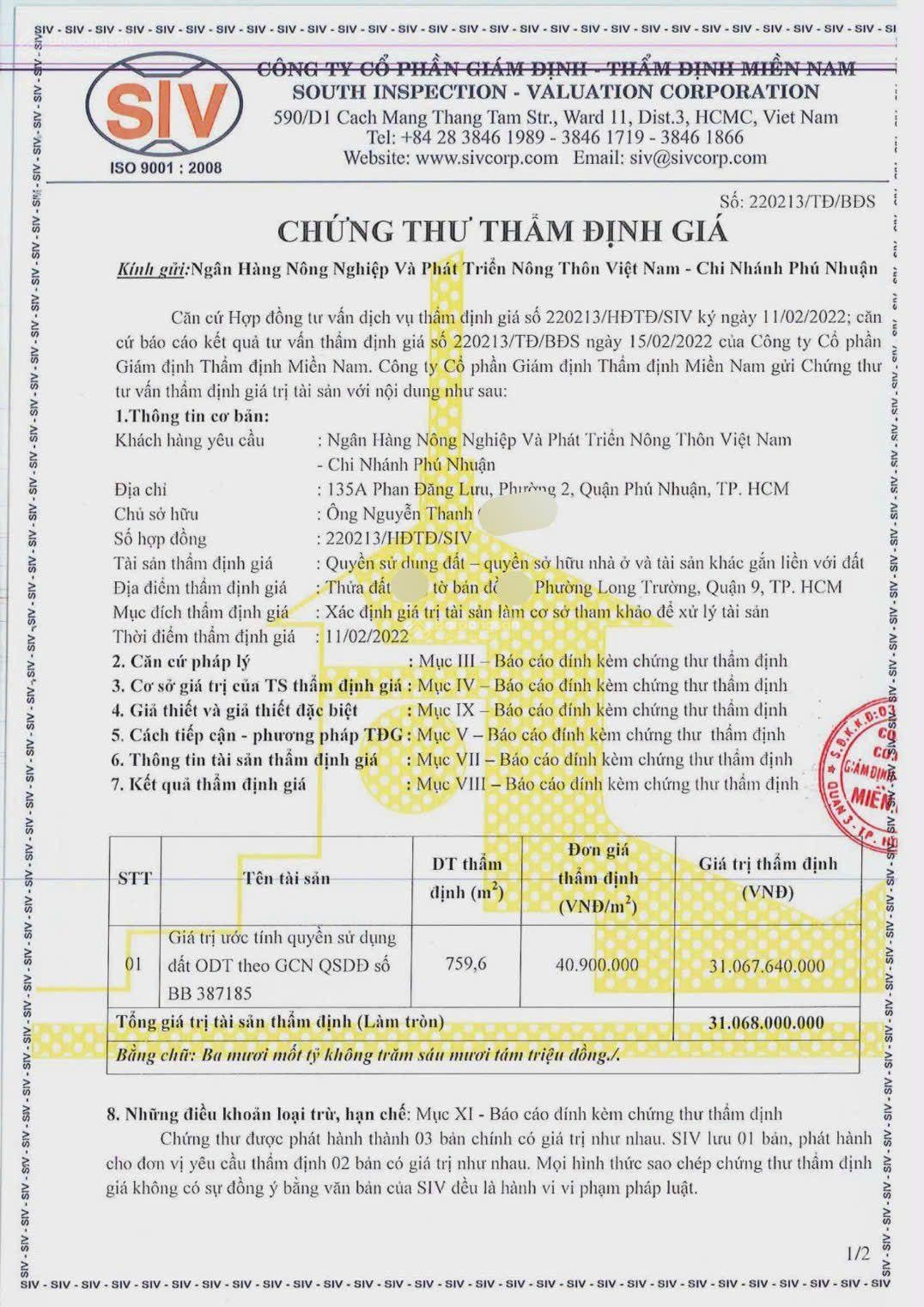 38 tr/m ĐẤT FULL THỔ, 760m(20,6x37), GẦN ĐÔNG TĂNG LONG, giá 29 tỷ TL, sổ hồng chuẩn