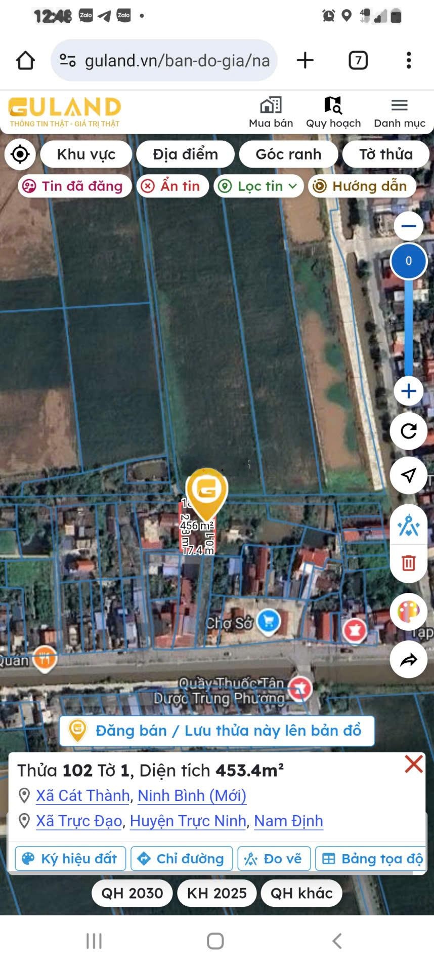 Bán 453m2 đất sau chợ Sở - Trực Đạo, Trực Ninh