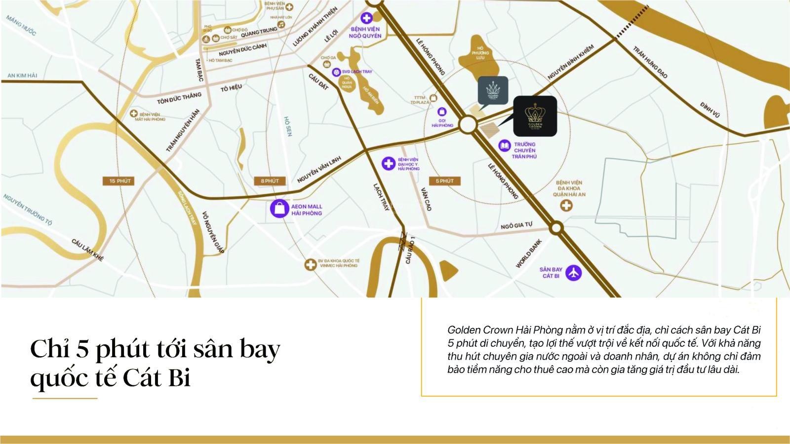 Chỉ cần Đtư 999tr sở hữu ngay căn hộ 5* Golden Crown Hp, view pháo hoa, cho thuê dòng tiền 6%/năm