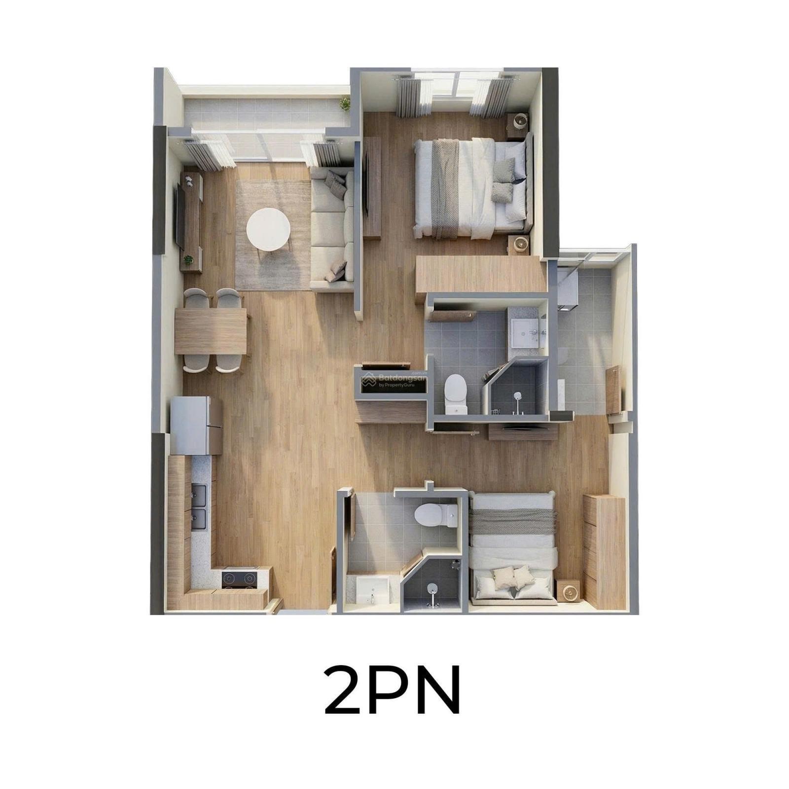 Bán 2N - 58.3m2 tầng thấp view nội khu giá chỉ 3.3 tỷ