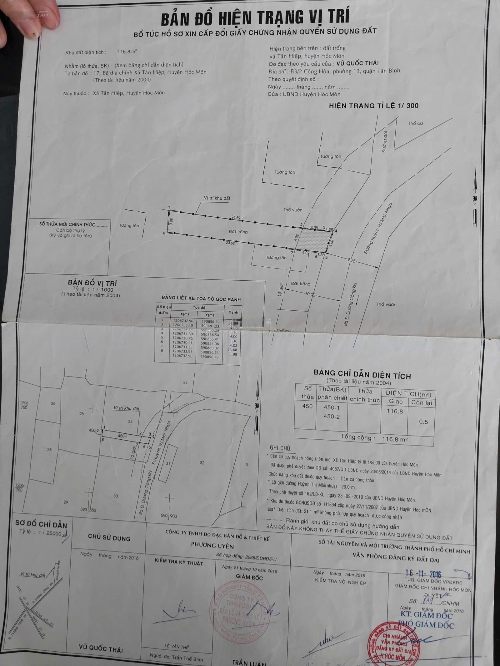 Bán lô đất mặt tiền đường Huỳnh Thị Mài - xã Hóc Môn - Giá Tốt