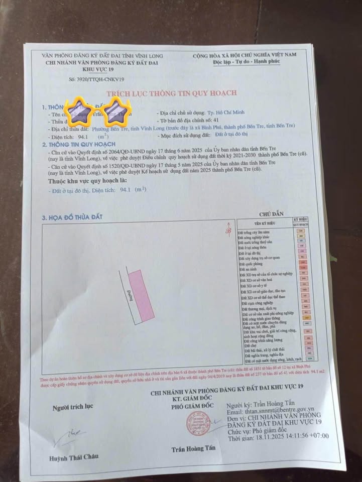 Bán đất nền Bình Phú, Bến Tre, diện tích 94m2, full thổ cư, giá 790 triệu