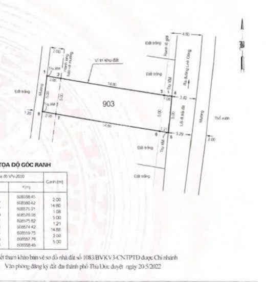Thơm đất Linh Đông 89.9m2 5x18 giá tuyệt chủng 4tỷ950 + CN 89.9m2 thổ cư 69.1m2 + Đất hiện hữu