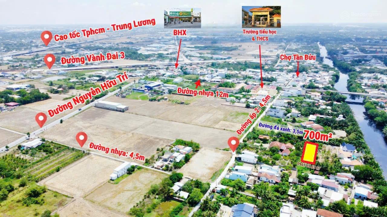 Bán 700m² đất thổ cư Tân Bửu - Giáp TP.HCM 1,1km - Gần cao tốc 1,2km