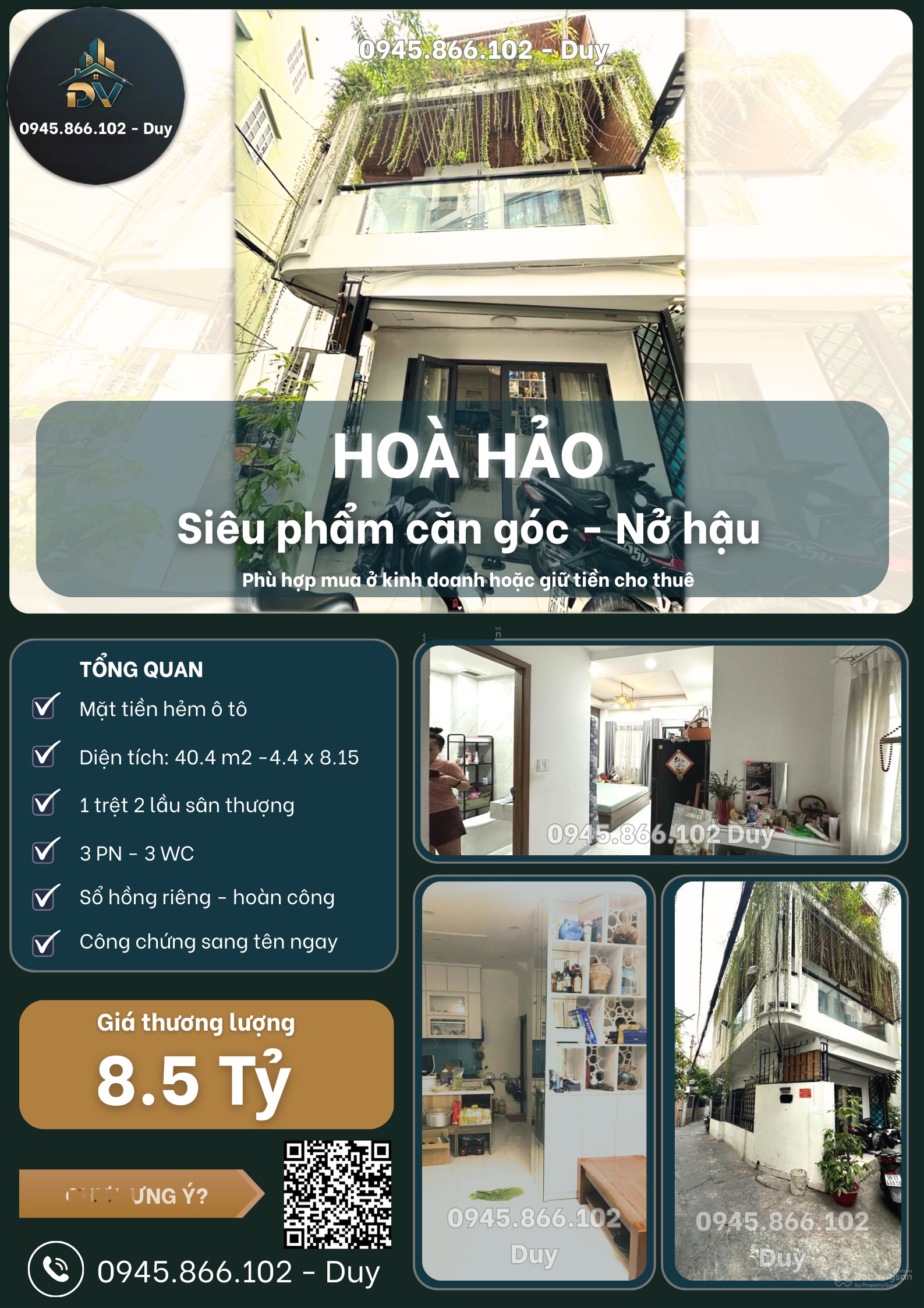 Nhà căn góc mặt tiền hẻm 6m Đường Hòa Hảo, Phường 4, Quận 10 - nở hậu 4.6m