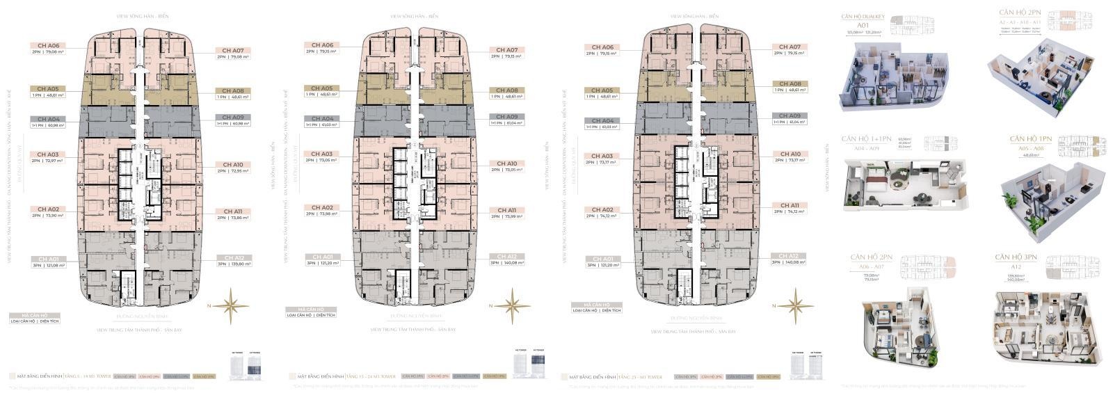 Duy nhất căn 3PN siêu đẹp view Đà Nẵng Dowtown - sông Hàn biển Mỹ Khê tại The Meridian tại Đà Nẵng