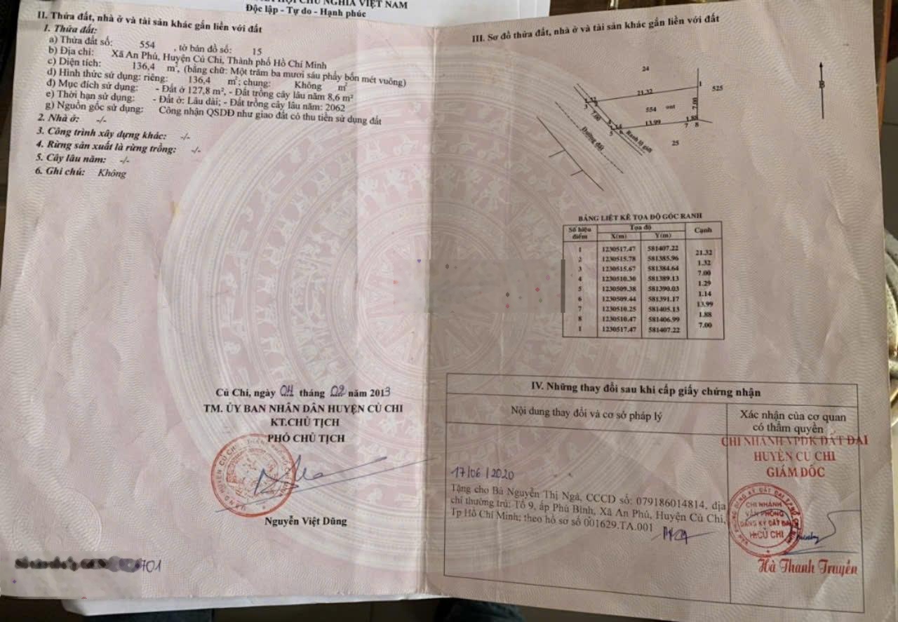 Cần bán lô đất 136,4m2 mặt tiền đường 802, Xã An Phú Huyện Củ Chi Tp Hồ Chí Minh.