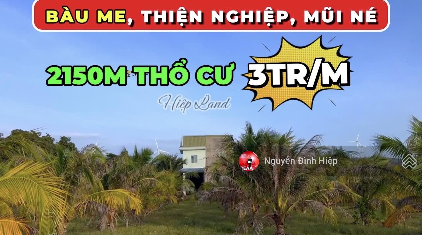 Bán 2150m2 có thổ cư lô góc mặt tiền Bàu Me, Thiện Nghiệp đối diện SunGroup Mũi Né