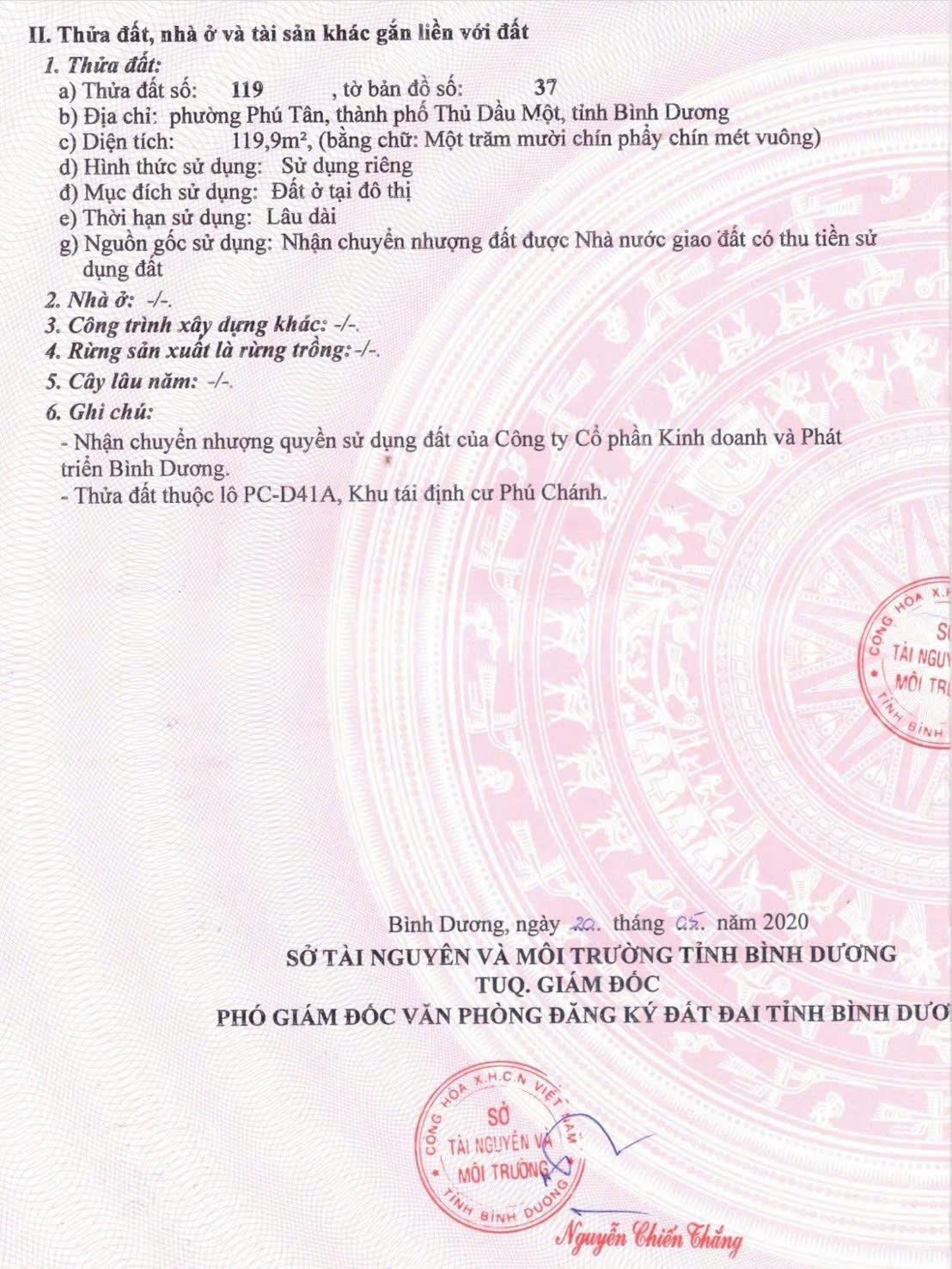 Bán đất đường 85, phường Bình Dương (phường Phú Tân cũ), diện tích 5mx24=120m2 full thổ cư