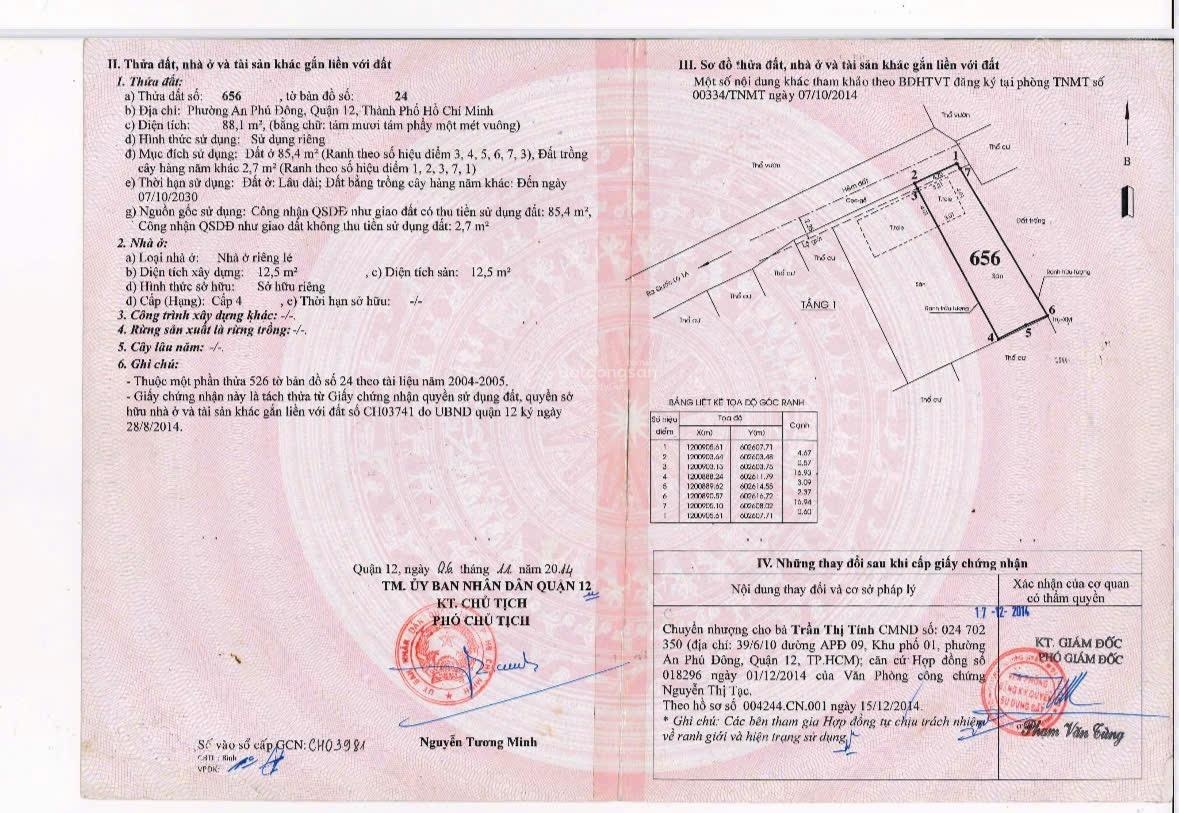 Bán đất hẻm xe hơi gần chợ vườn lài giá chỉ 48tr/m2 thổ cư
