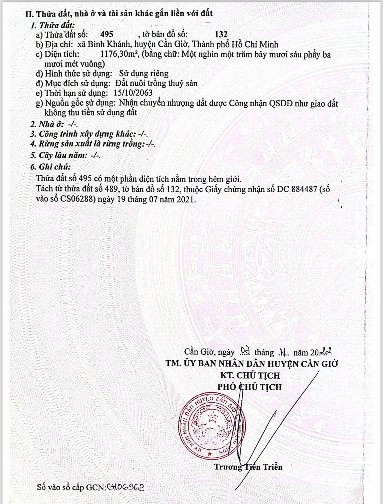 Bán đất tại Đường Rừng Sác, 21 tỷ, 1586 m2, Cần Giờ, HCM