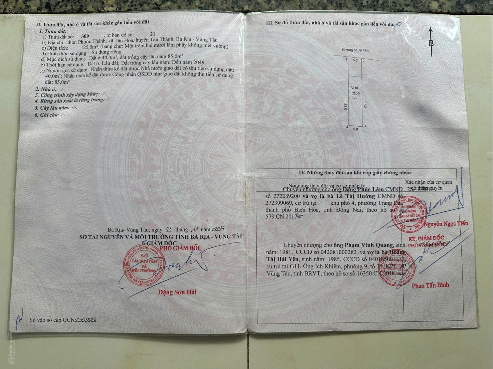 Bán đất có thổ cư mặt tiền đường cách đường Hội Bài Châu Pha 50m, P. Tân Hòa, Phú Mỹ