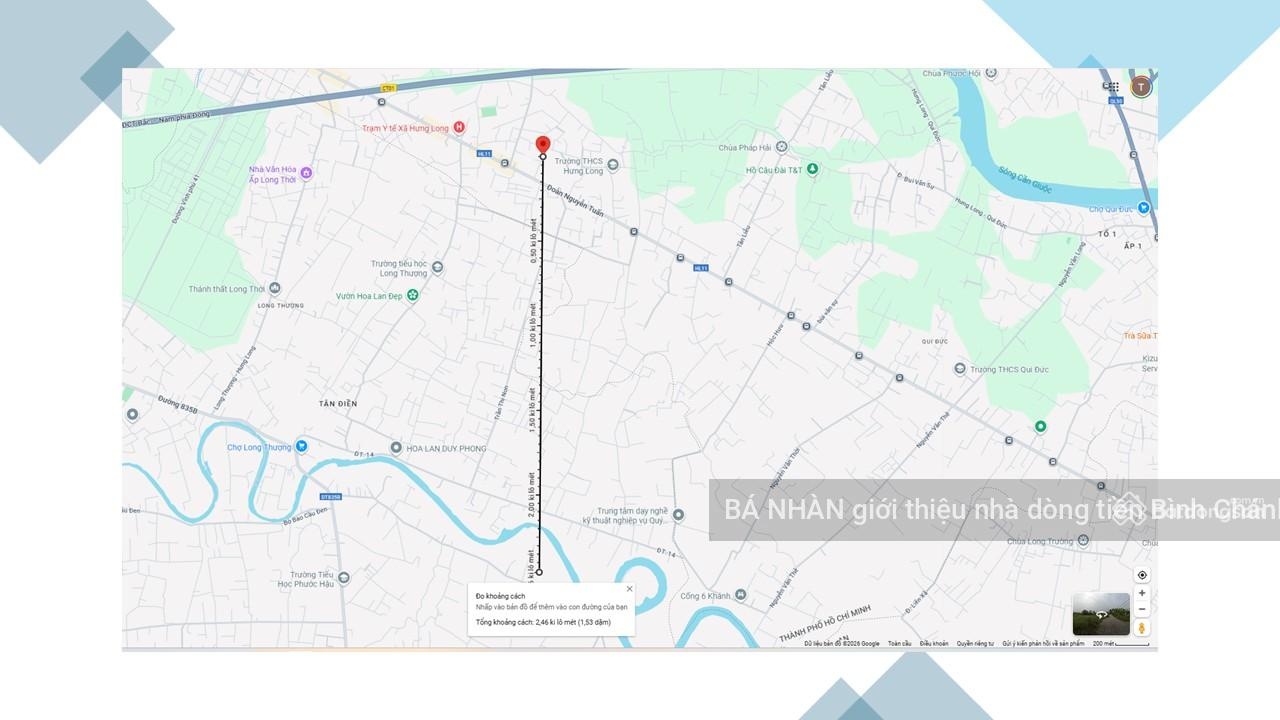 Đất ngang 5m 105.4m2 sổ 2025-Hưng Long Bình Chánh - Ô tô thẳng trục ra Đoàn Nguyễn Tuấn - Giá 2tỷ6