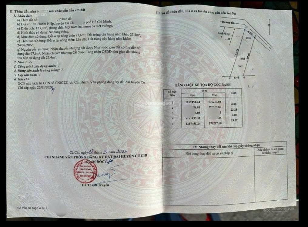 Cần bán gấp lô đất 125m2 giá 800tr ở đường Nguyễn Thị Nị xã Phước Hiệp Củ Chi ngay trưởng tiểu học