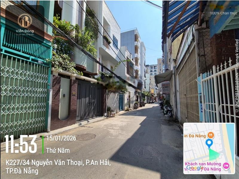 Bán đất vip tặng nhà 3 tầng kiệt 227 Nguyễn Văn Thoại, 103m2, MT 5m vuông vắn cách biển 200m, 16 tỷ