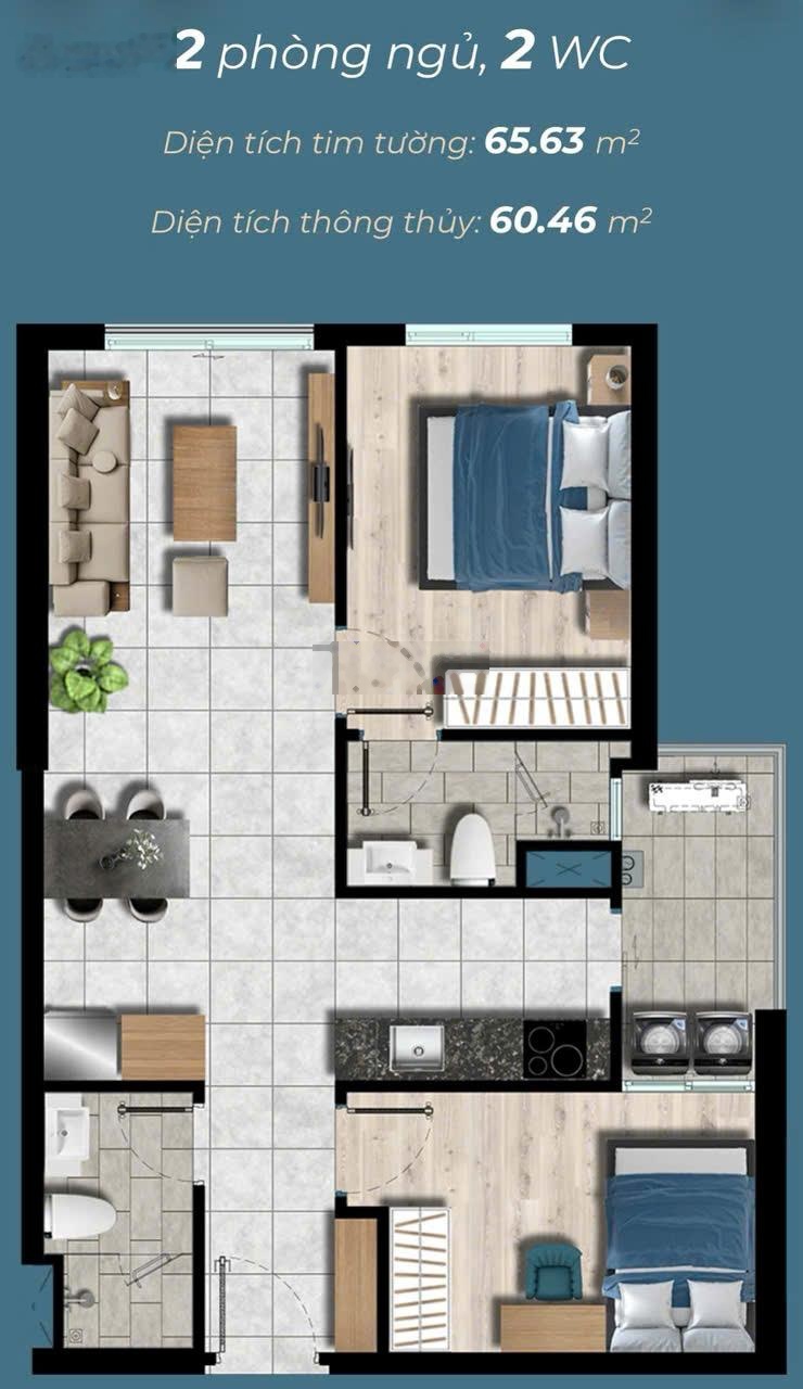 Bán căn 2PN2WC tháp Gió Nam tầng trung