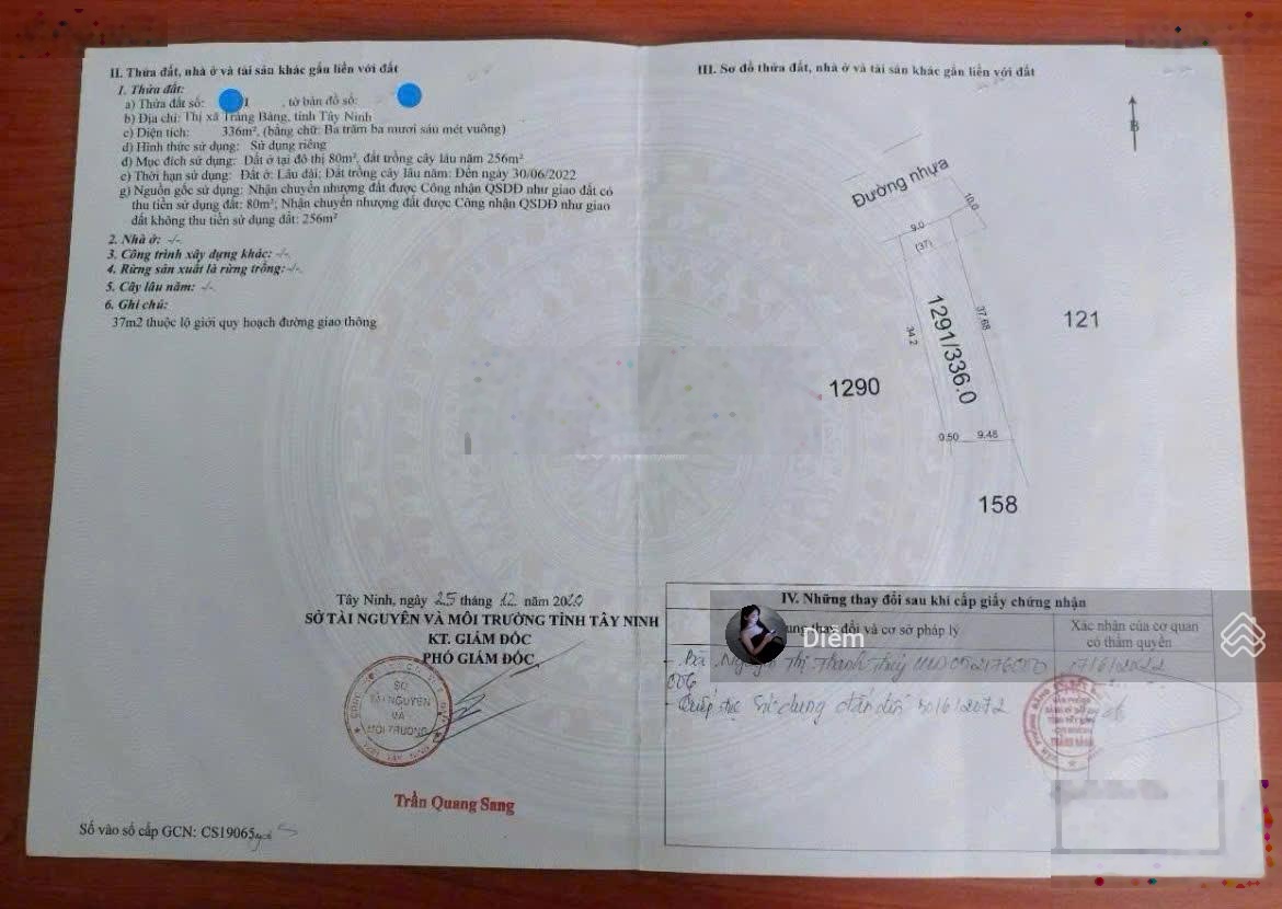 Cần bán đất 336m2 giá 700tr gần sát Cổng chào Tây Ninh cách tầm 800m chỉ 5 phút đi xe, có sổ riêng