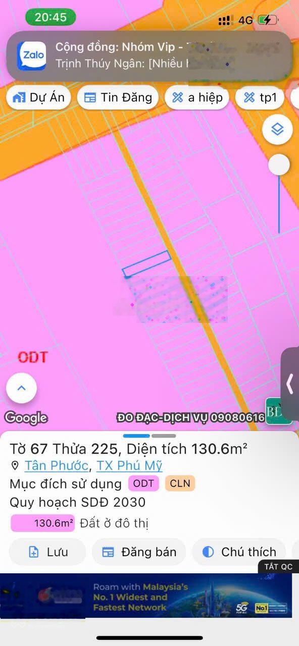 Bán lô 5x26m đường đang thi công trải nhựa Tân Phước, TP. Phú Mỹ