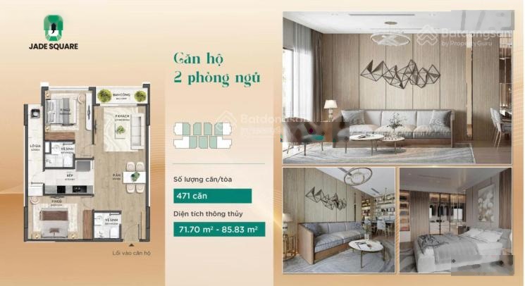 Chính chủ bán nhanh căn hộ 2 PN 2WC 75m tòa J3 Jade Square, giá chỉ 7,9 tỷ