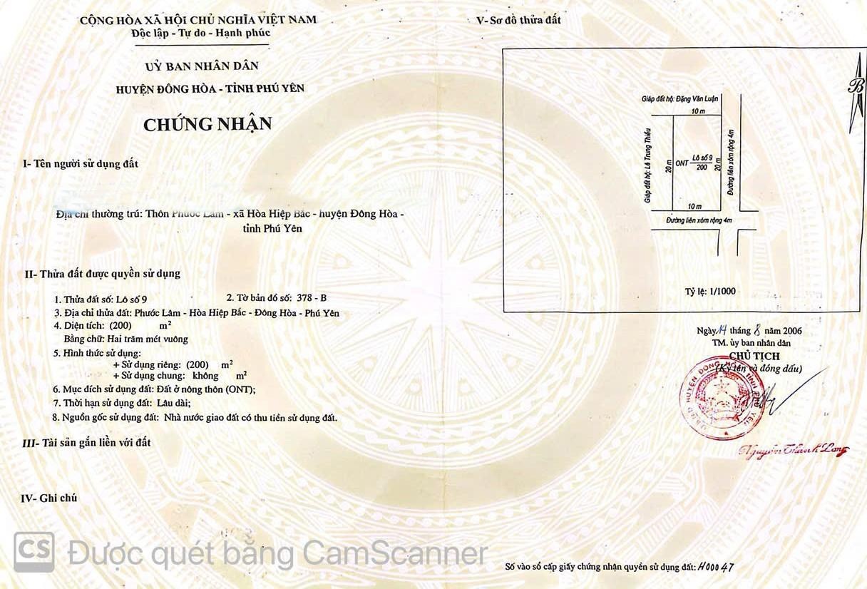 Chính chủ bán đất lô góc 2 mặt tiền sẵn sổ giá tốt ngay sân bay tuy hòa