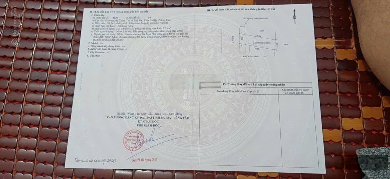 Bán lô đất 5x17m 60 thổ cư mặt tiền rộng 30m đường T (Võ Thị Sáu) phường mỹ tp phú mỹ