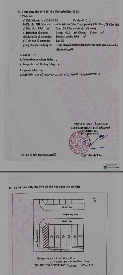 Bán đất thành phố Cẩm Phả tỉnh Quảng Ninh, giá 33 triệu/ m2