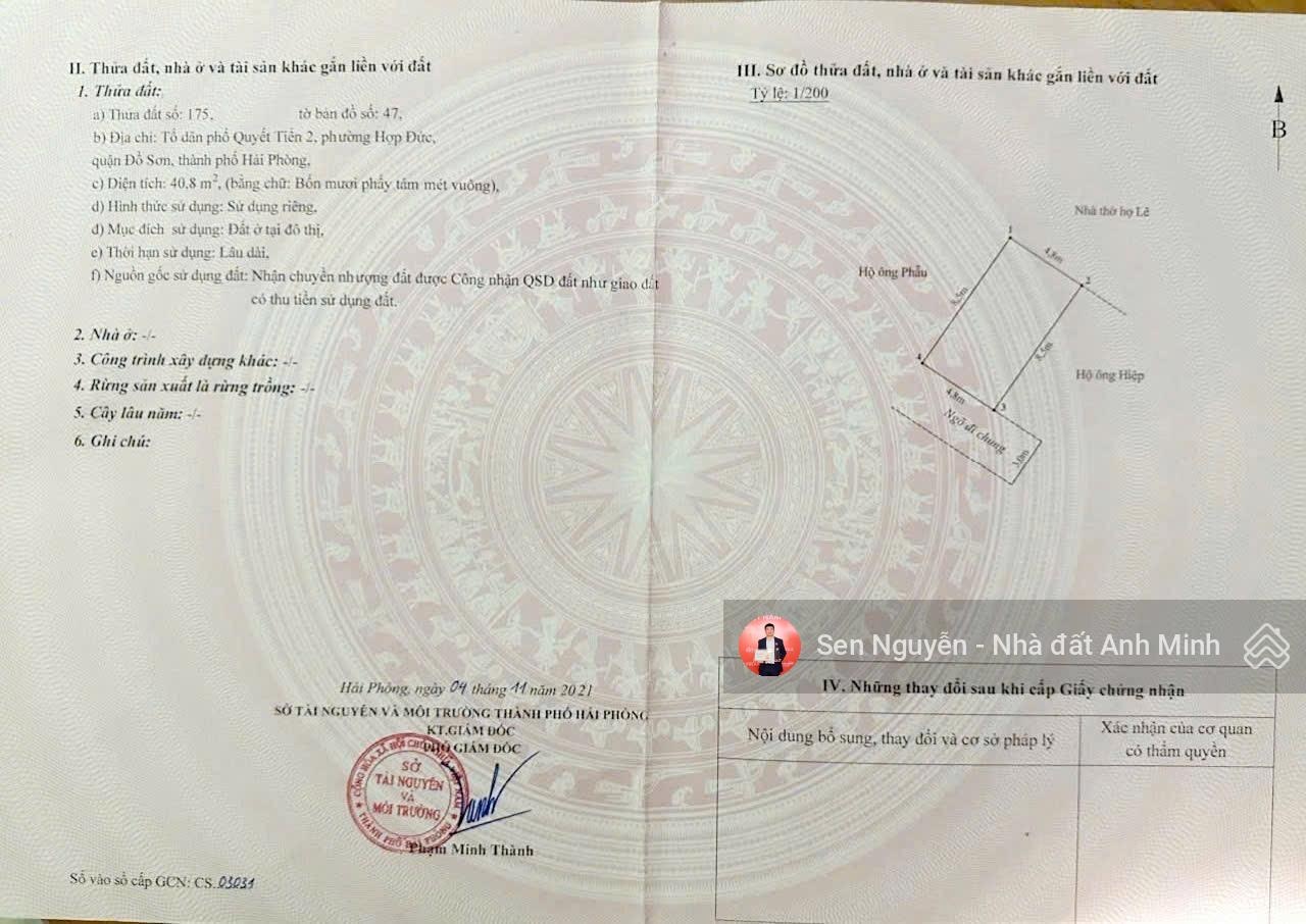 Lô đất gần chợ tại phường Hợp Đức, quận Đồ Sơn