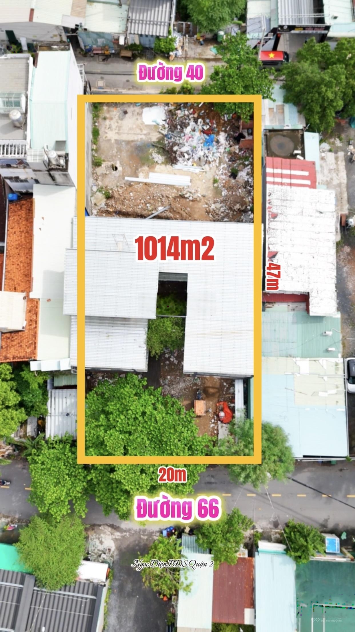 2 mặt tiền đường Số 66 & Đường số 40, P. Thảo Điền - 1.014,6m² (20m x 47m) - 220 tỷ (Có TL)