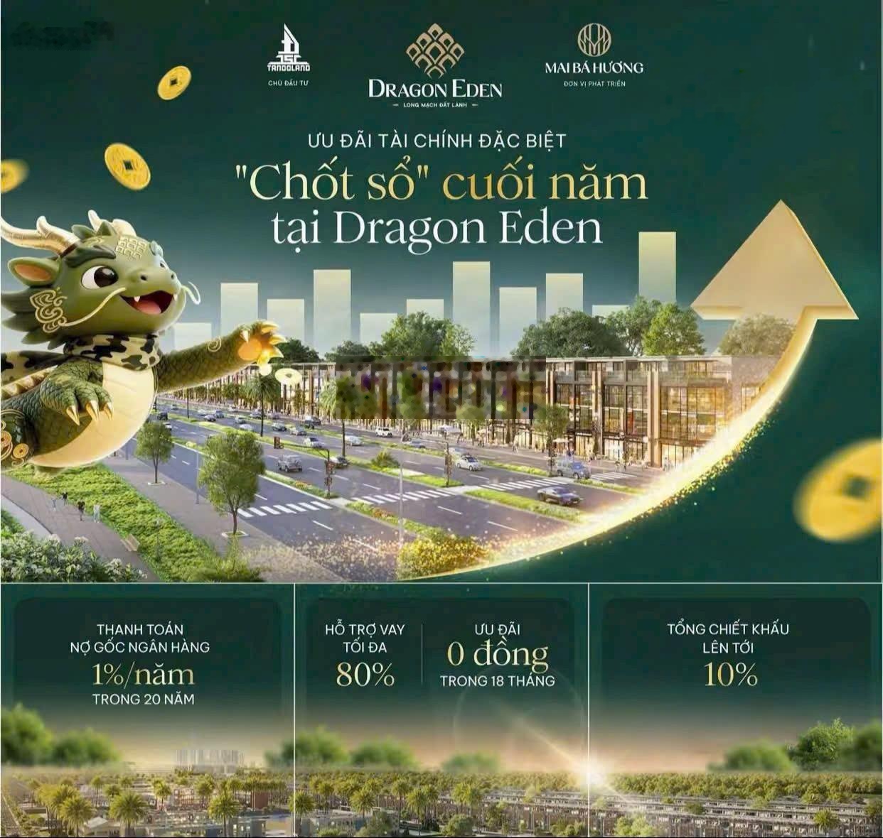 Bán gấp lô đất dự án Dragon Eden 90m2- gần cao tốc, metro,công viên 2.1ha- 500tr nhận nền- Sổ riêng