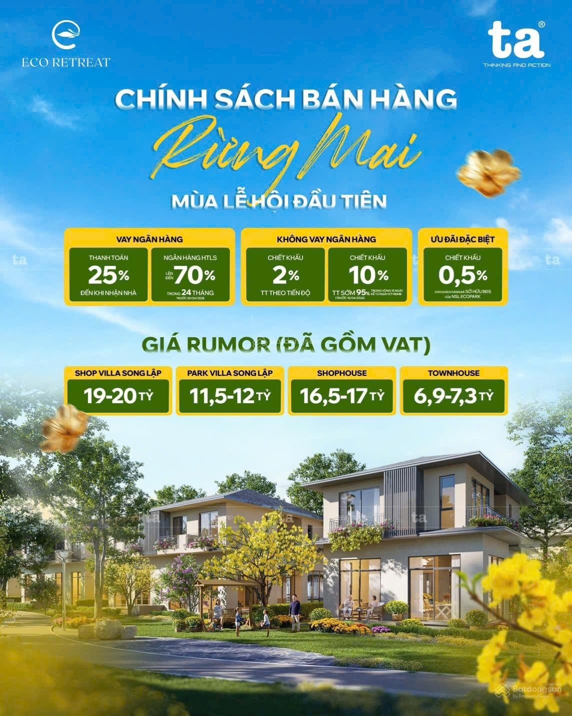 10 suất nội bộ EcoRetreat phân khu mùa Lễ Hội, chiết khấu 12% ưu tiên chọn căn trước giỏ hàng riêng