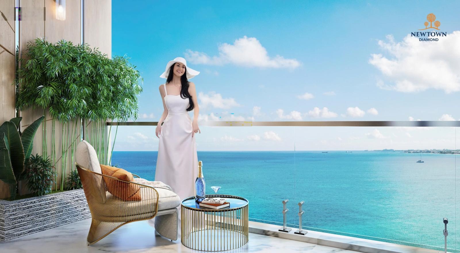 Căn hộ 2PN view biển Newtown Diamond dòng tiền 300tr/năm. Diện tích khủng 91m2 giá chỉ 4,88 tỷ