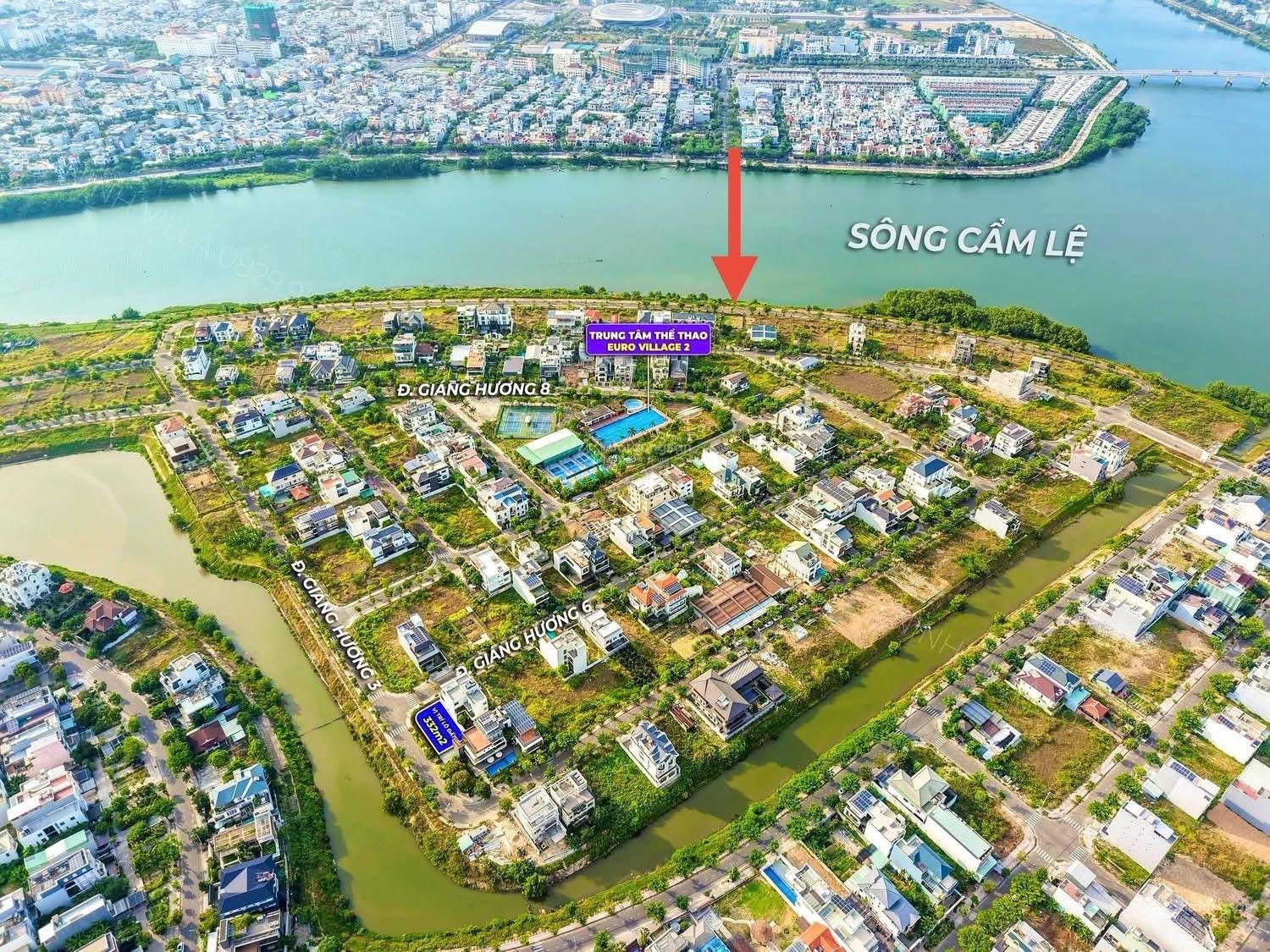 Lô đất mặt sông duy nhất Euro Village 2 đường Giáng Hương 1. Diện tích 416m2. Giá 4x tỷ