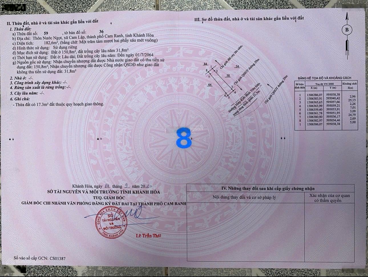 Ngộp bank cần gả gấp cặp lô đất ở Nam Cam Ranh, 182m2, giá chỉ 800tr/ lô