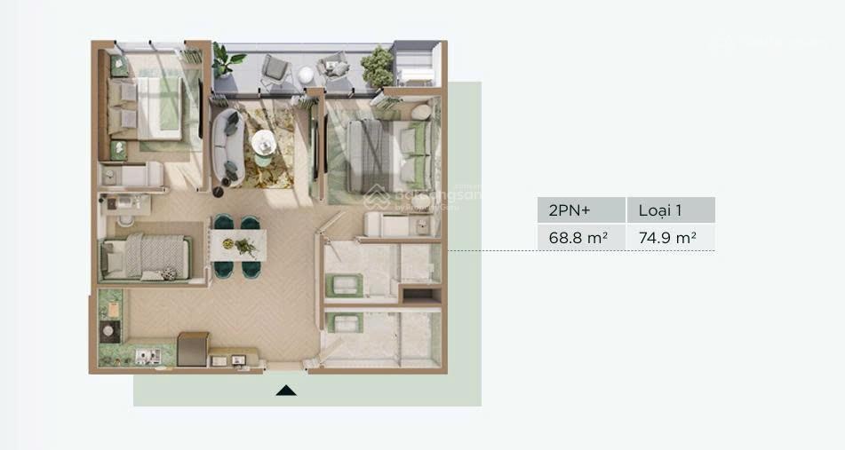 CC cần ra hàng Galia 2N + thiết kế 3N 2WC full nội thất, 3 hầm để xe, giá trên HĐMB chỉ 72,3tr/m2