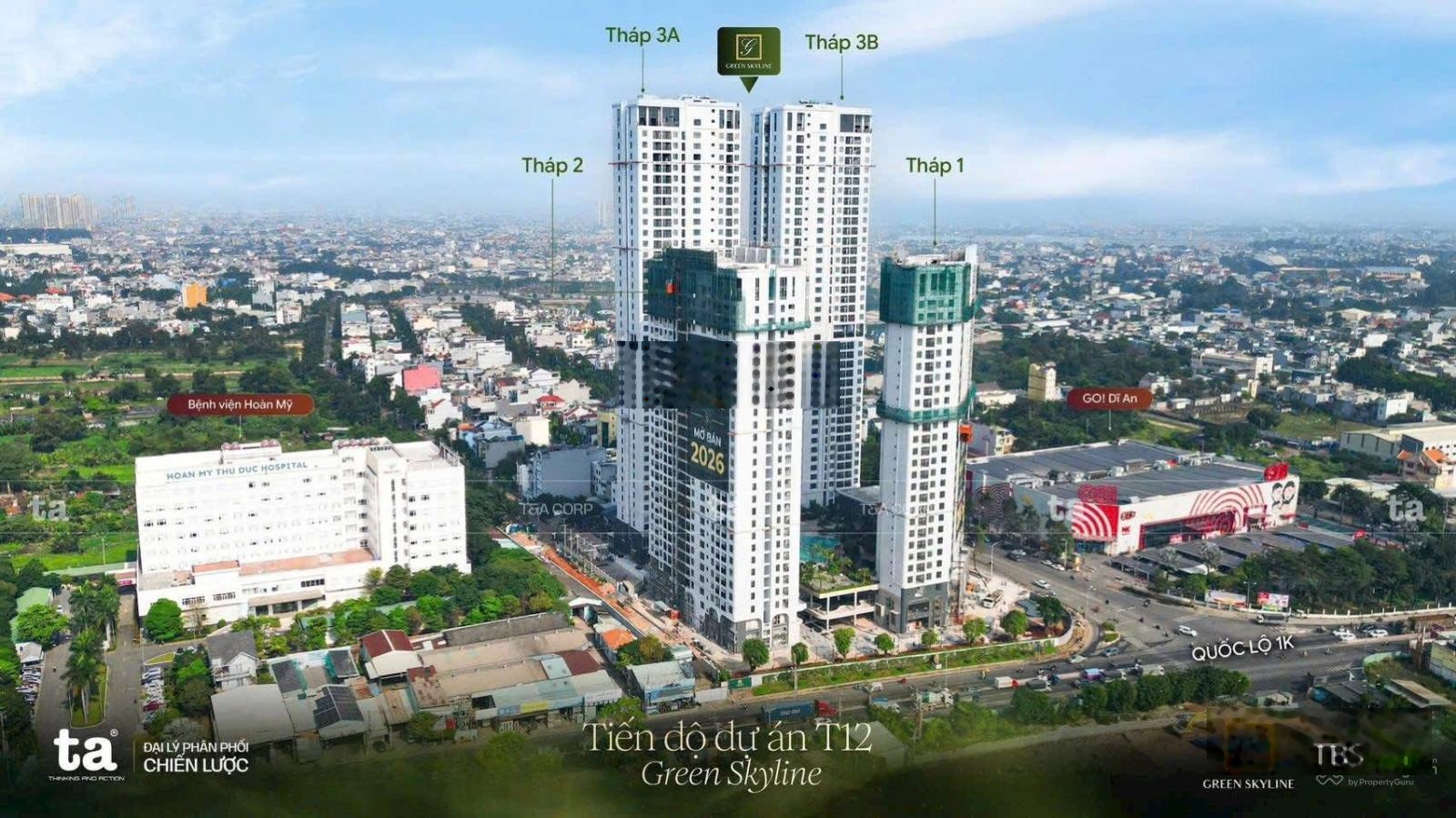 Căn hộ 2 mặt tiền mặt tiền QL1K-GS1 ngay siêu thị GO Green Skyline TBS Land nhận nhà ngay năm nay