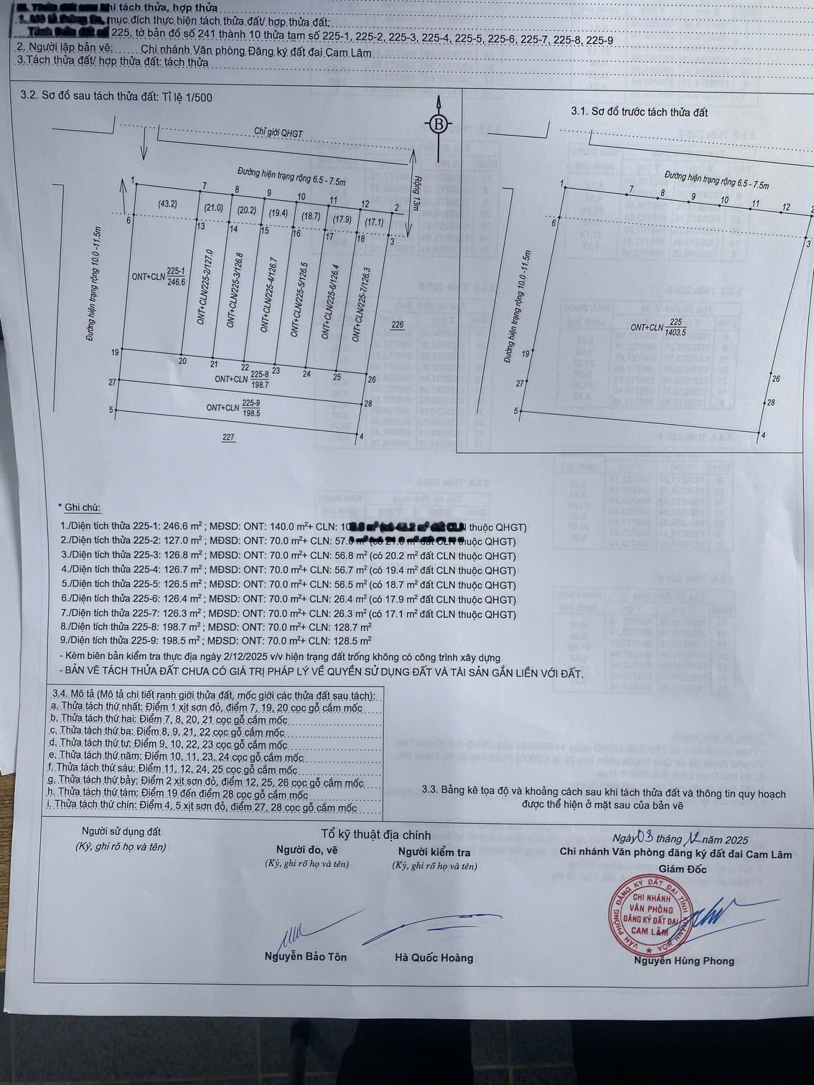 Bán sỉ 9 lô Đất tại Xã Cam Hiệp Nam, Cam Lâm, Khánh Hòa, 1400 m2 giá tốt. [Khu an toàn]