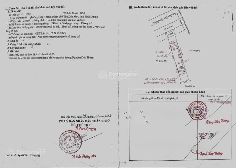 Bán đất đẹp mặt tiền Nguyễn Đức Thuận , Thủ Dầu Một