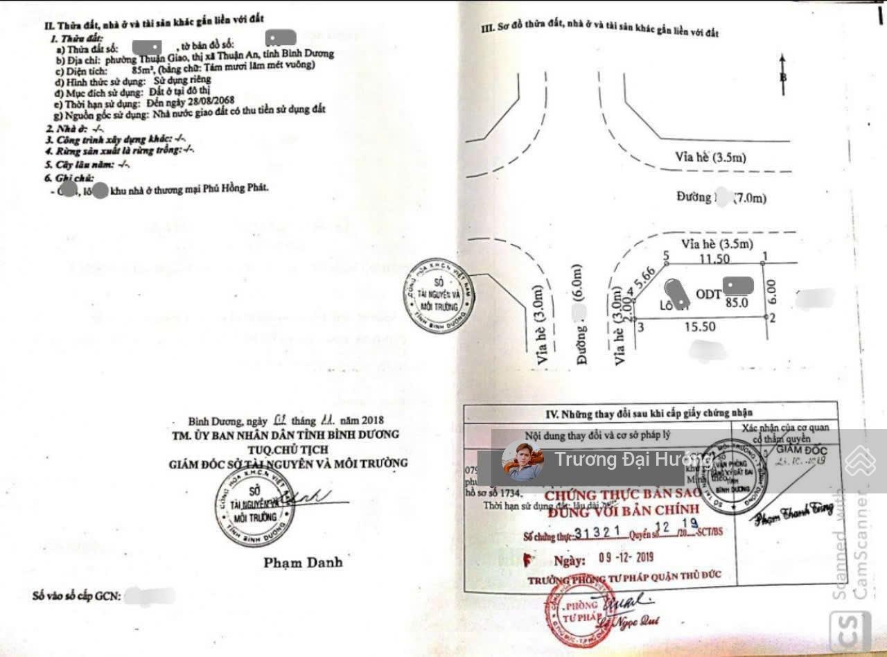 Bán đất lô góc 2 mặt tiền KDC Phú Hồng Lộc, Thuận An - 5,5 tỷ TL (8869)