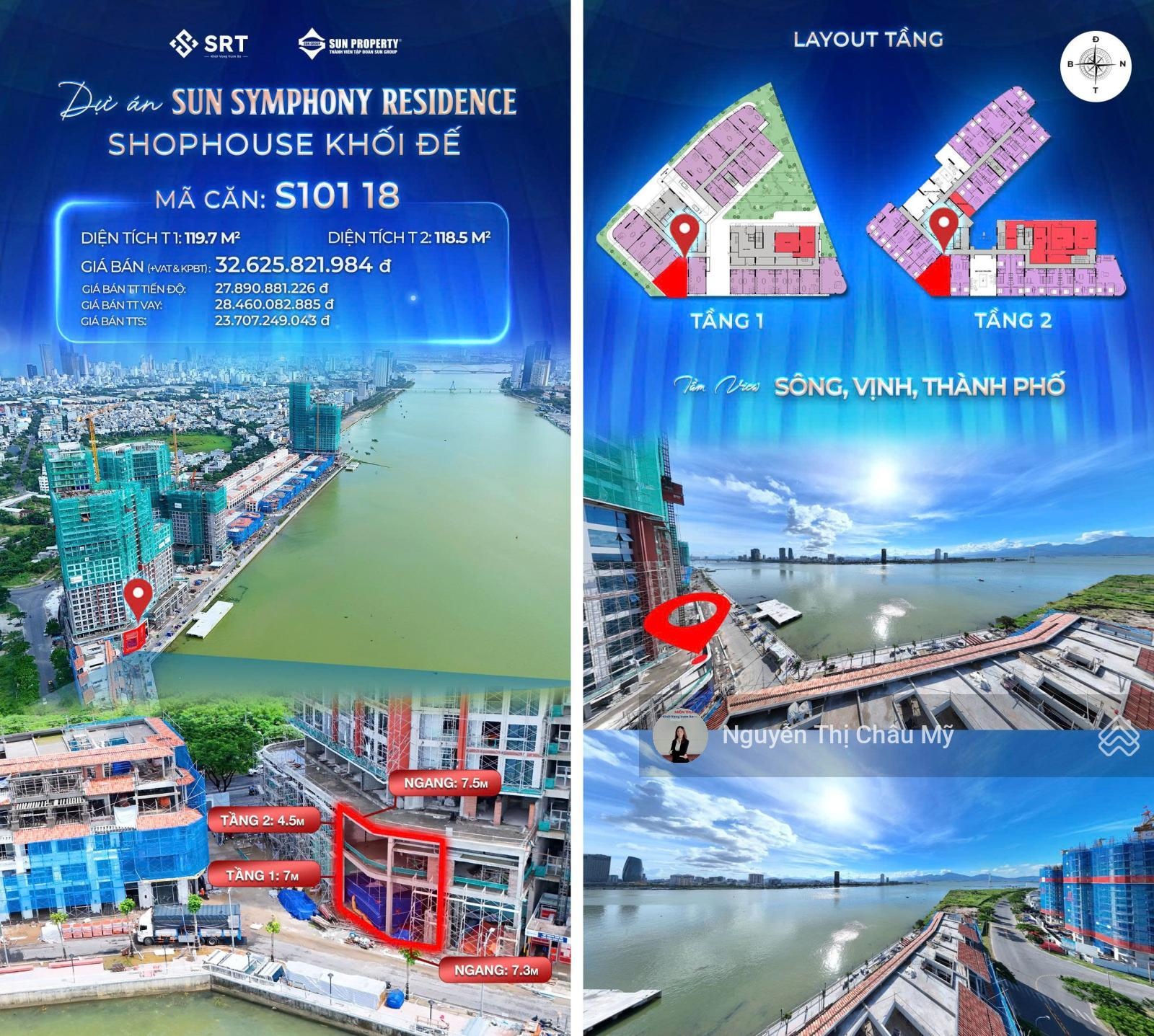 Shophouse khối đế bến du thuyền Symphony mặt sông Hàn- giá không chênh trực tiếp CĐT - Châu Mỹ SRT